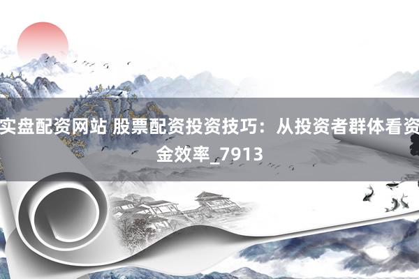 实盘配资网站 股票配资投资技巧：从投资者群体看资金效率_7913
