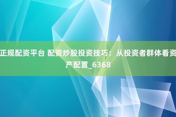 正规配资平台 配资炒股投资技巧：从投资者群体看资产配置_6368