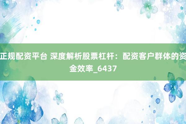 正规配资平台 深度解析股票杠杆：配资客户群体的资金效率_6437