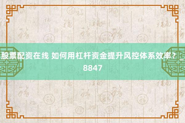 股票配资在线 如何用杠杆资金提升风控体系效率？_8847