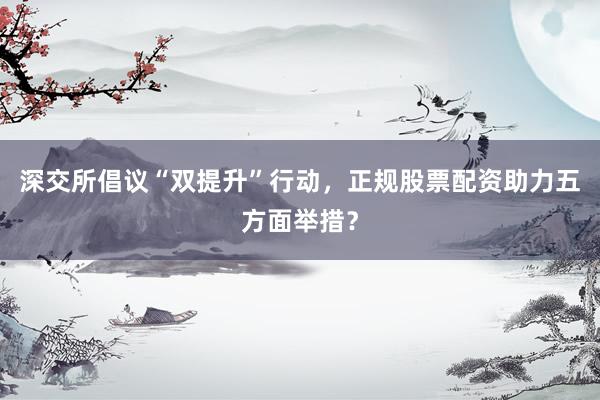 深交所倡议“双提升”行动，正规股票配资助力五方面举措？