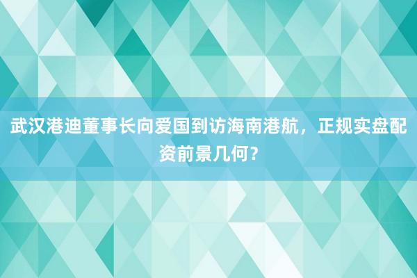 武汉港迪董事长向爱国到访海南港航,正规实盘配资前景几何?