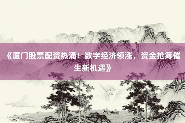《厦门股票配资热涌!数字经济领涨,资金抢筹催生新机遇》