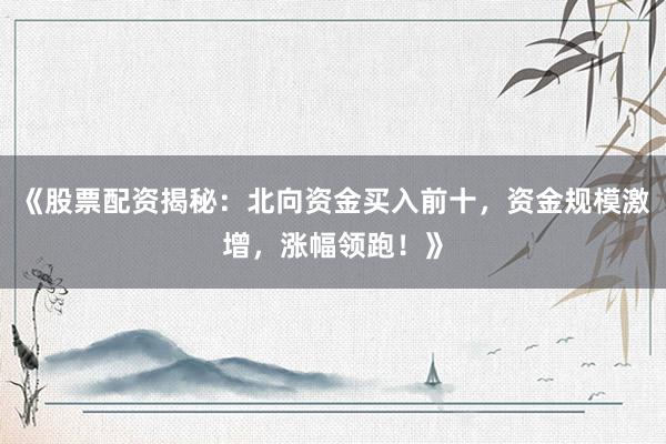 《股票配资揭秘:北向资金买入前十,资金规模激增,涨幅领跑!》