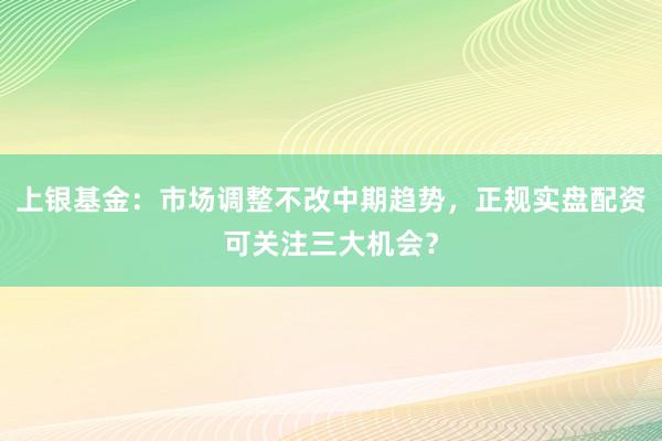 上银基金：市场调整不改中期趋势，正规实盘配资可关注三大机会？