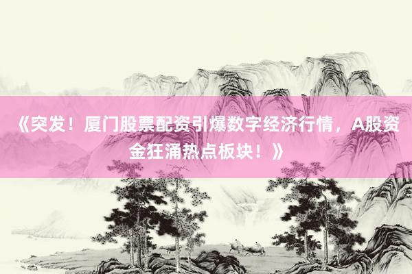 《突发！厦门股票配资引爆数字经济行情，A股资金狂涌热点板块！》