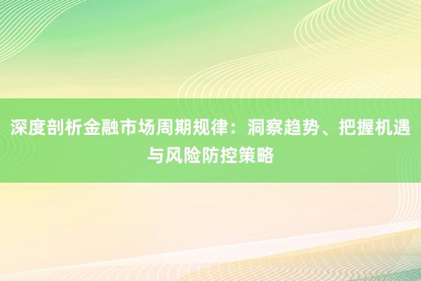 深度剖析金融市场周期规律：洞察趋势、把握机遇与风险防控策略