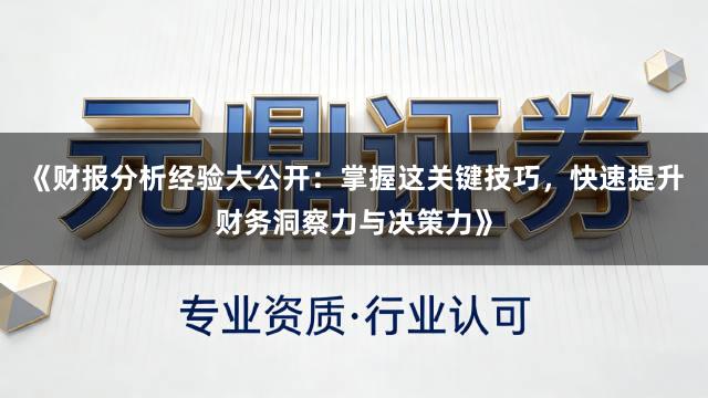 《财报分析经验大公开:掌握这关键技巧,快速提升财务洞察力与决策力》