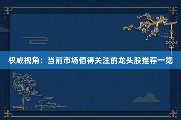 权威视角：当前市场值得关注的龙头股推荐一览