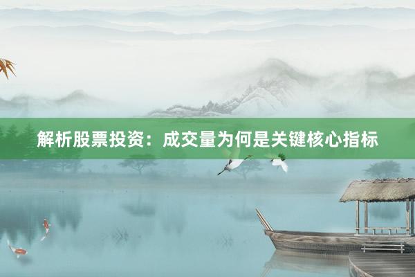 解析股票投资：成交量为何是关键核心指标