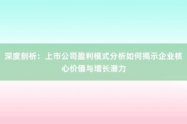 深度剖析：上市公司盈利模式分析如何揭示企业核心价值与增长潜力